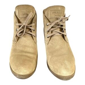 Prada Suede Wedge Boots Linea Rosa Women’s 6.5
